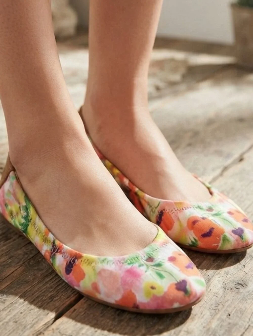 Ballet Summer Flats Size 7.5M  Emmie Floral Cottagecore Slip-on Elastic Travel